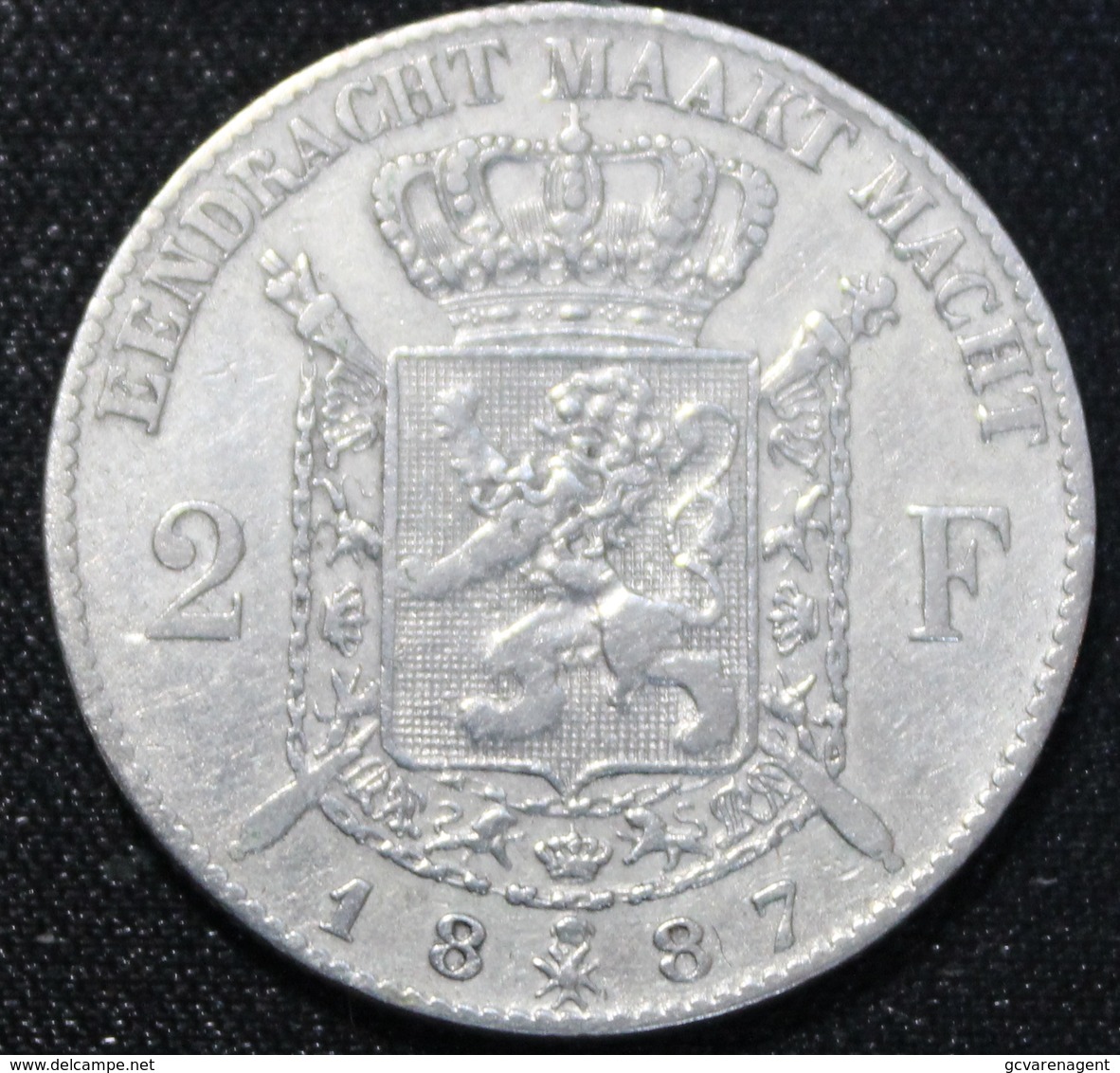 BELGIE  2 FRANK  1887 LEOPOLD II  PRACHTIGE STAAT   -  ZIE 2 AFBEELDINGEN - 2 Francs