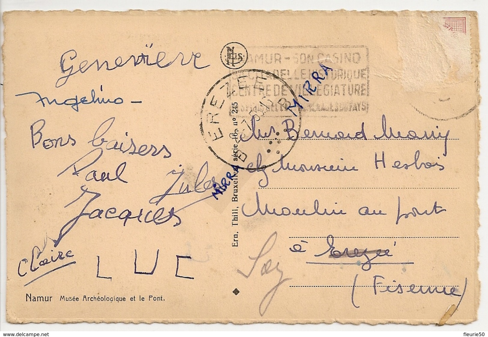 NAMUR, LOT de 8 cartes postales: Casino, Citadelle, La Sambre, Hôtel du château, Grand place, Musée,Panorama, R. mathieu