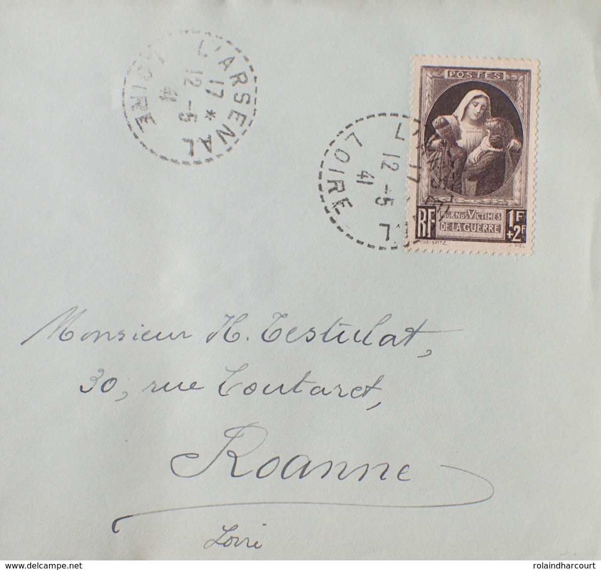 R1947/99 - N°465 Seul Sur ✉️ De L'Arsenal (Loire) Du 12 MAI 1941 Pour Roanne (Loire) - Lettres & Documents