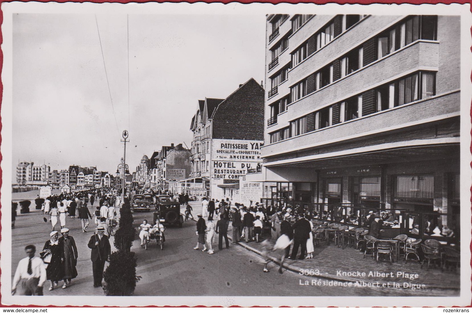 Knokke Knocke Albert Plage La Residence Albert Et La Digue Muurreclame ZELDZAAM Geanimeerd (In Zeer Goede Staat) - Knokke