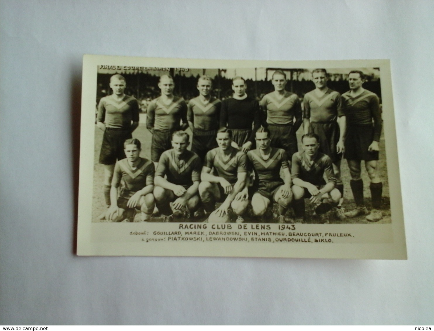 LENS - FOOTBALL - RACING CLUB DE LENS 1943 RARE CARTE PHOTO AVEC JOUEURS NOMMES - Football