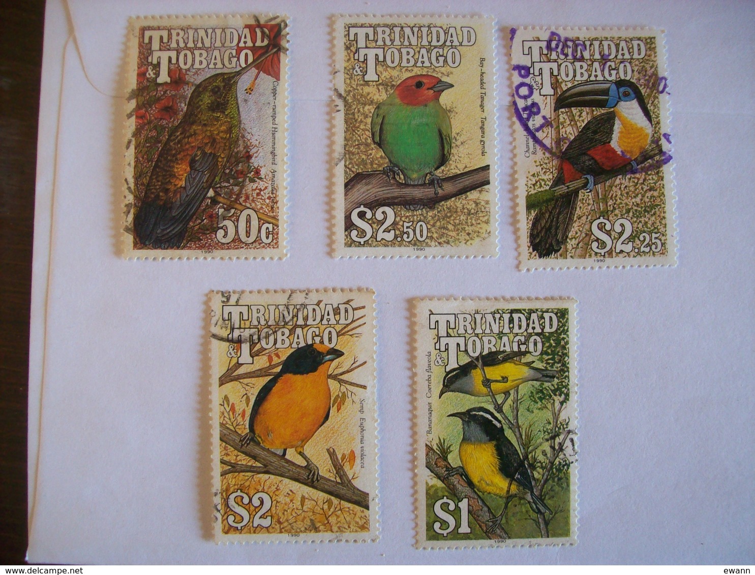 Trinité Et Tobago:  Timbres N° 654 à 658 (YT) Oblitérés (oiseaux) - Trinité & Tobago (1962-...)