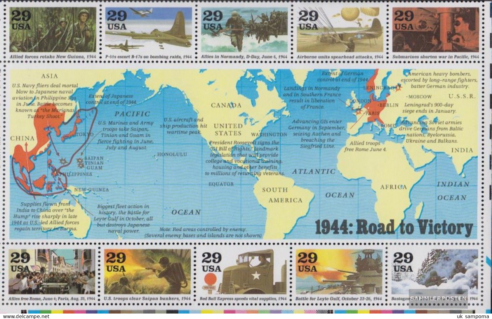 U.S. Block34 (complete Issue) Unmounted Mint / Never Hinged 1994 Second War - Unused Stamps