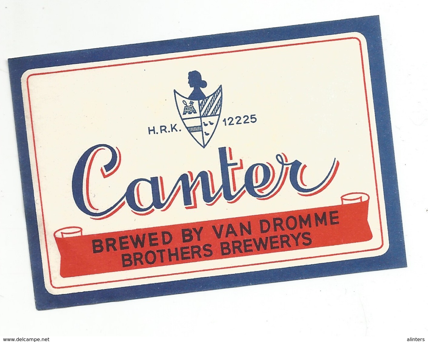 Etiket Canter Bier Brouwerij Van Dromme Izegem - Bière