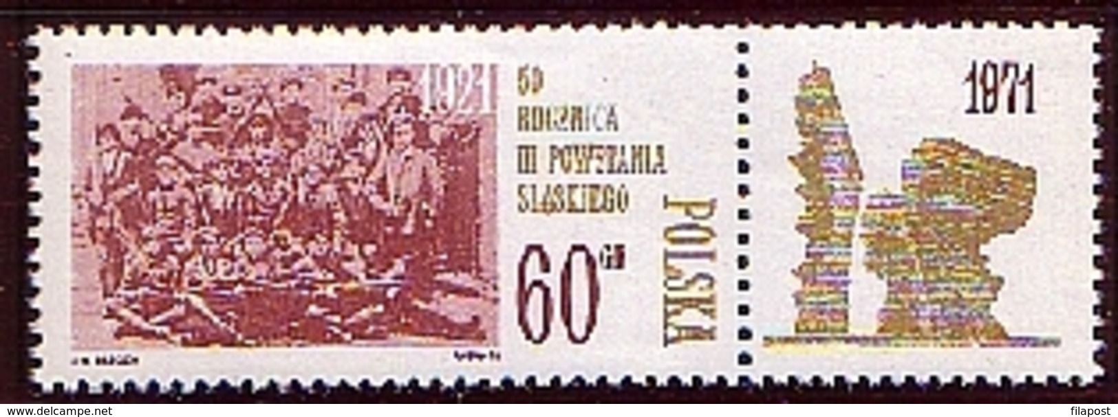 Poland 1971 Mi 2078 Zf  50 Years Of The III Silesian Uprisings. Monument To The Insurgents. MHN** W1176 - Ungebraucht