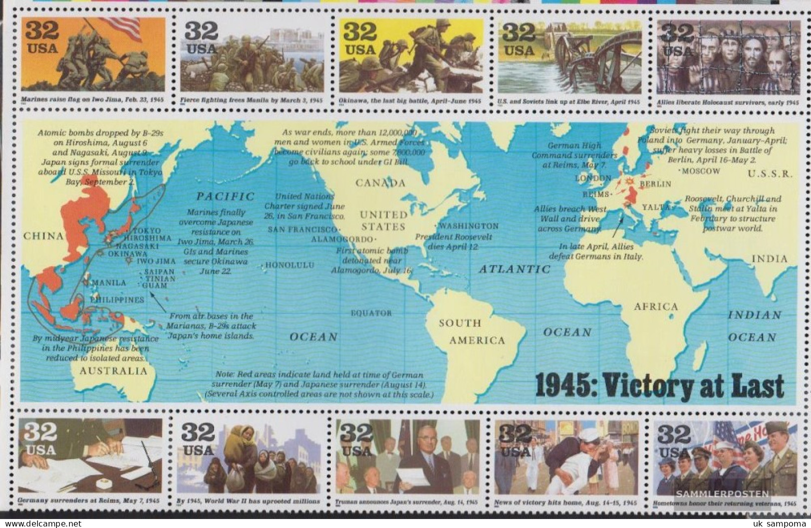 U.S. Block37 (complete Issue) Unmounted Mint / Never Hinged 1995 History Of II.War - Unused Stamps