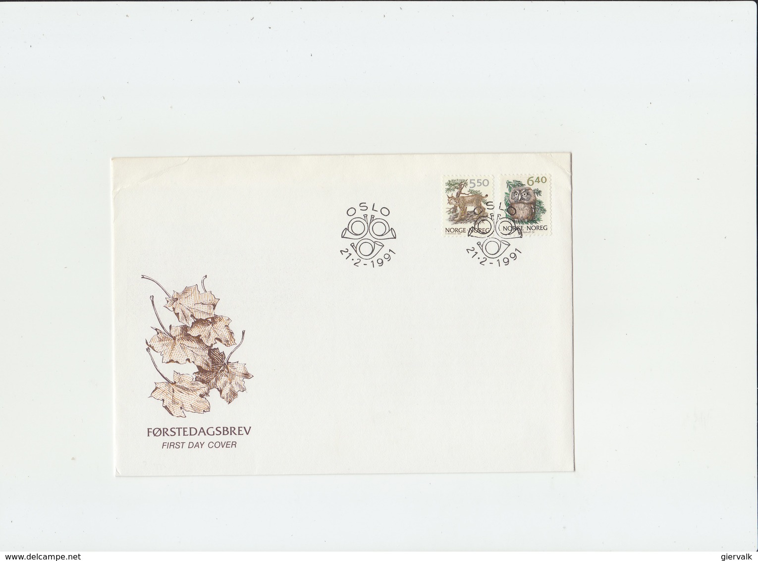 NORWAY 1991 FDC With Owl + Lynx.BARGAIN.!! - Uilen