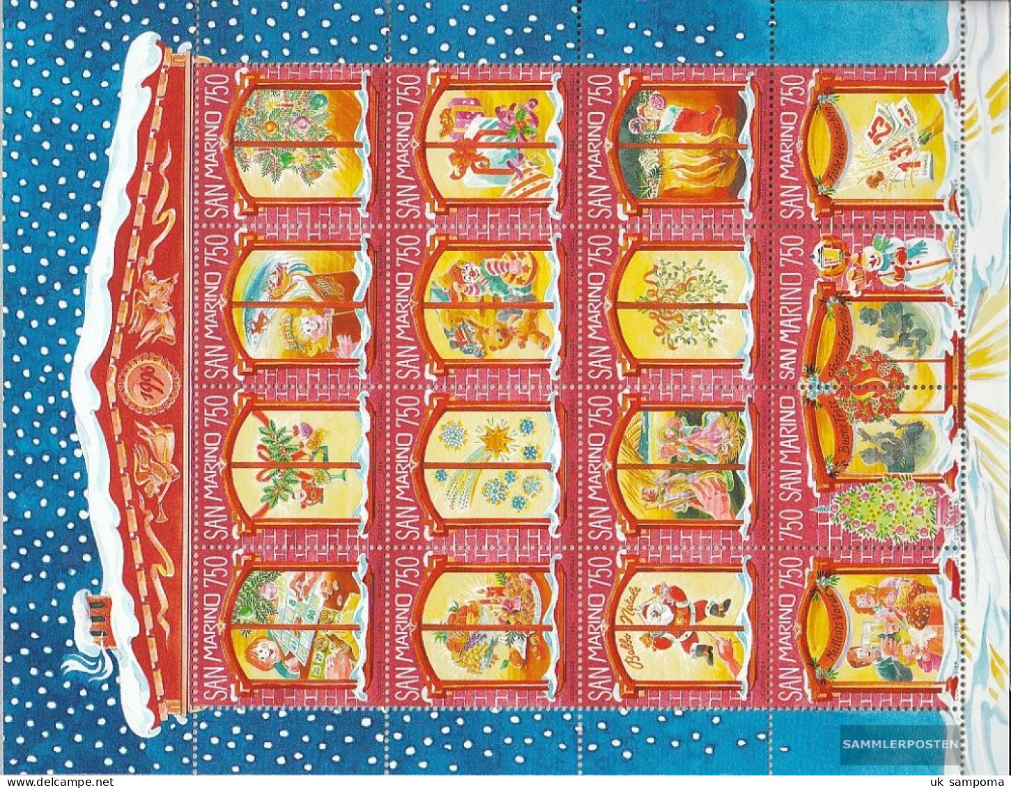 San Marino 1682-1697 Sheetlet (complete Issue) Unmounted Mint / Never Hinged 1996 Christmas - Unused Stamps