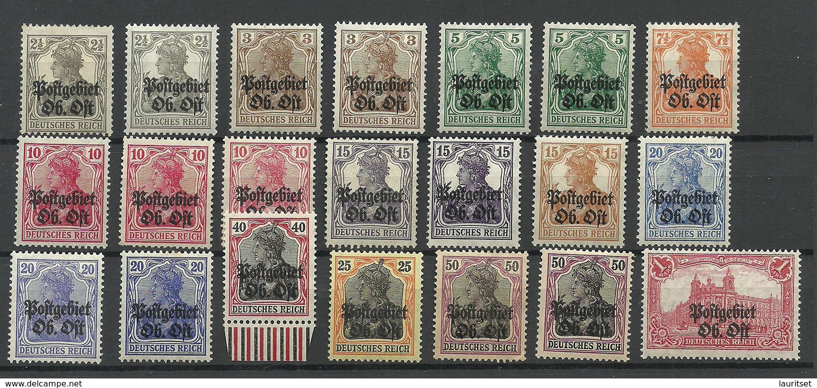Dt. Okkupation Ober-Ost 1916/18 Complete Set Incl. Different Printings * - Besetzungen 1914-18