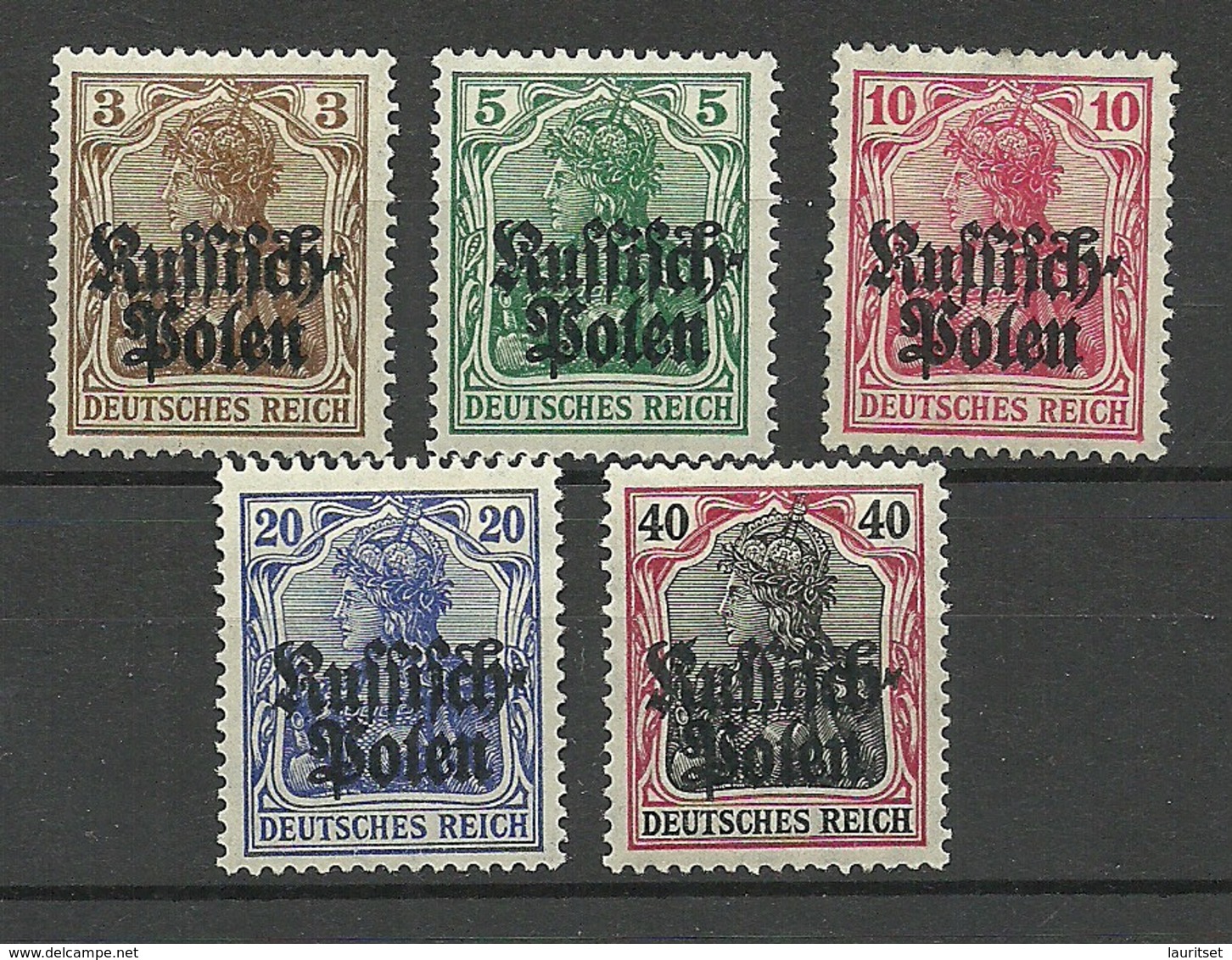 Deutsche Post In POLEN Poland 1915 Michel 1 - 5 * Russisch-Polen Incl. Signed - Ocupación 1914 – 18