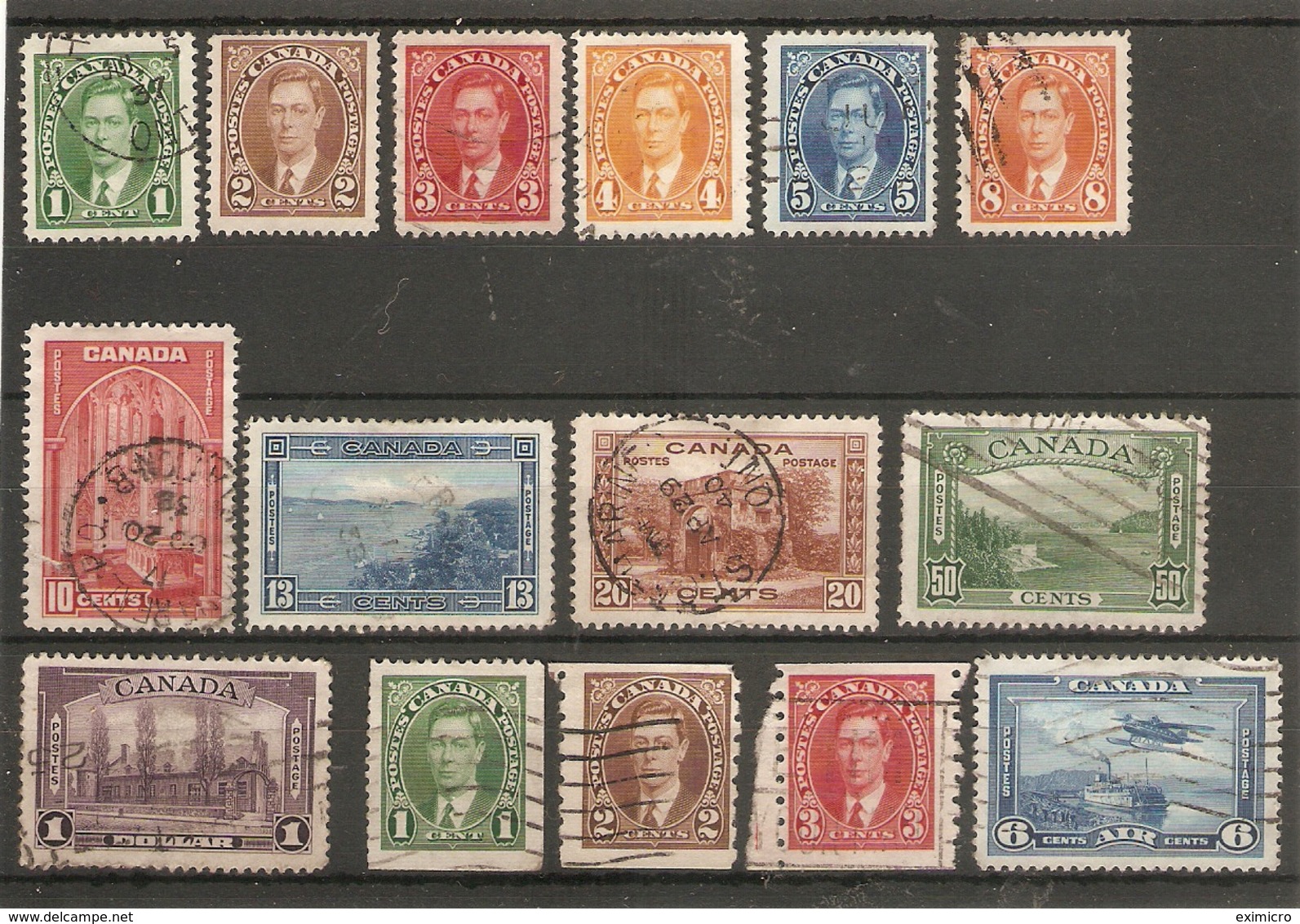 CANADA 1937 - 1938 SET OF POSTAGE, COIL, AND AIR STAMPS SG 357/371 FINE USED Cat £56+ - Oblitérés