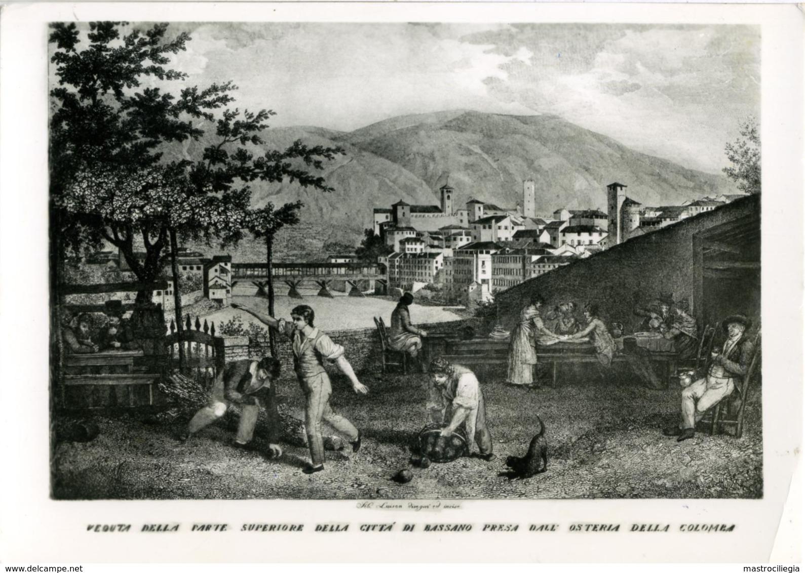 BASSANO DEL GRAPPA  VICENZA  Da Una Stampa Remondiniana Del 1827   Parte Superiore Vista Dall' Osteria Della Colomba - Vicenza