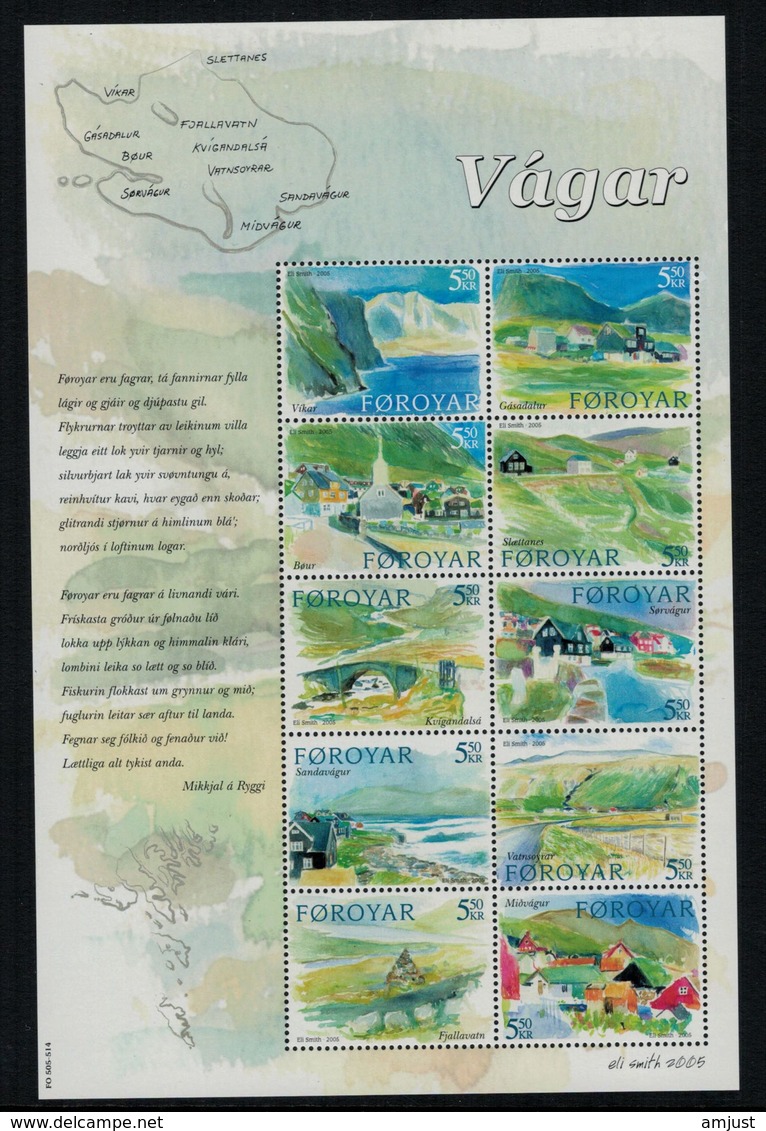 Féroé 2005 // Ile De Vagar Bloc-feuillet Neuf** MNH No.509/518 Y&T - Féroé (Iles)