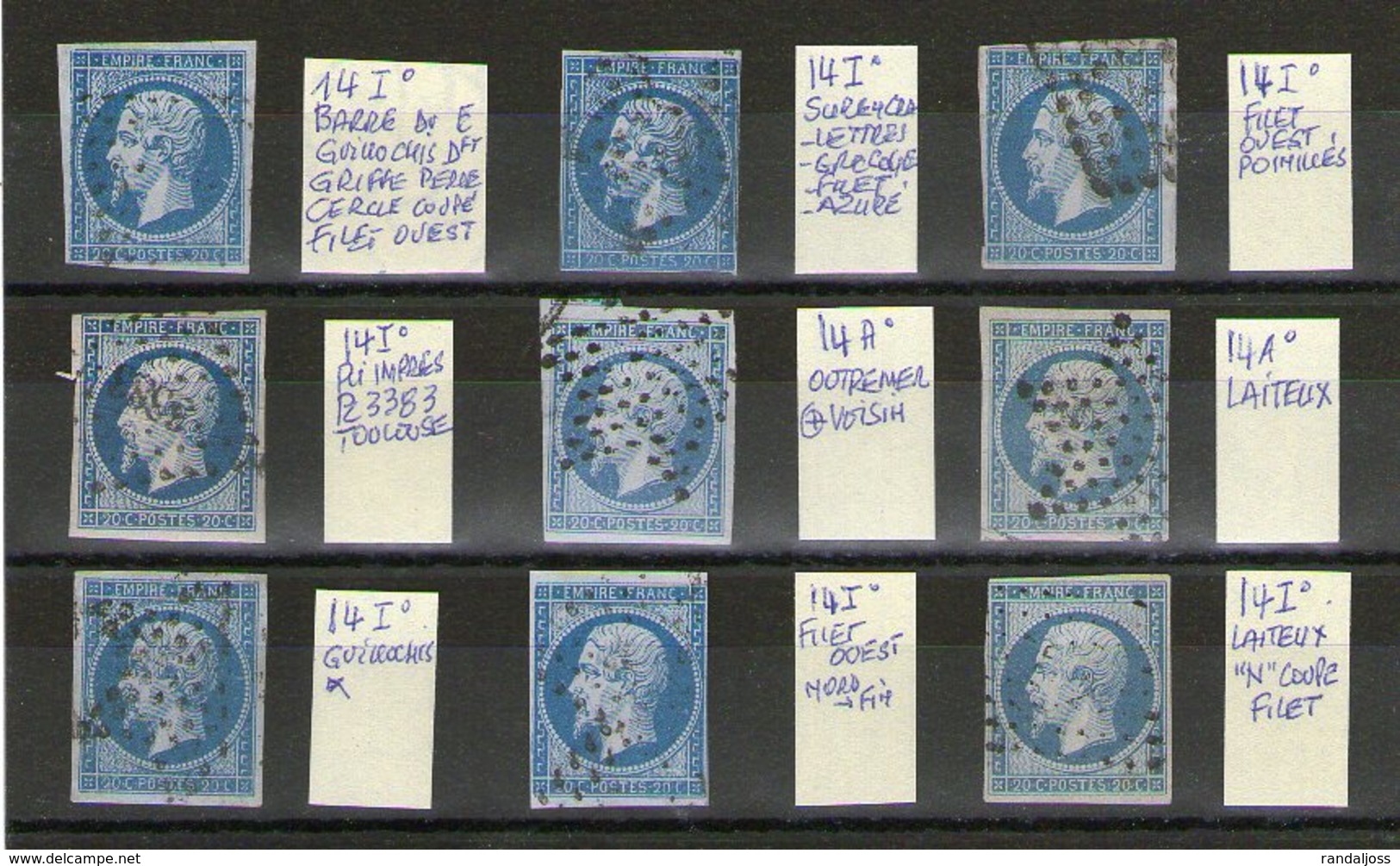 Lot De 9 N°14°_petites Variétés_ - 1853-1860 Napoleon III