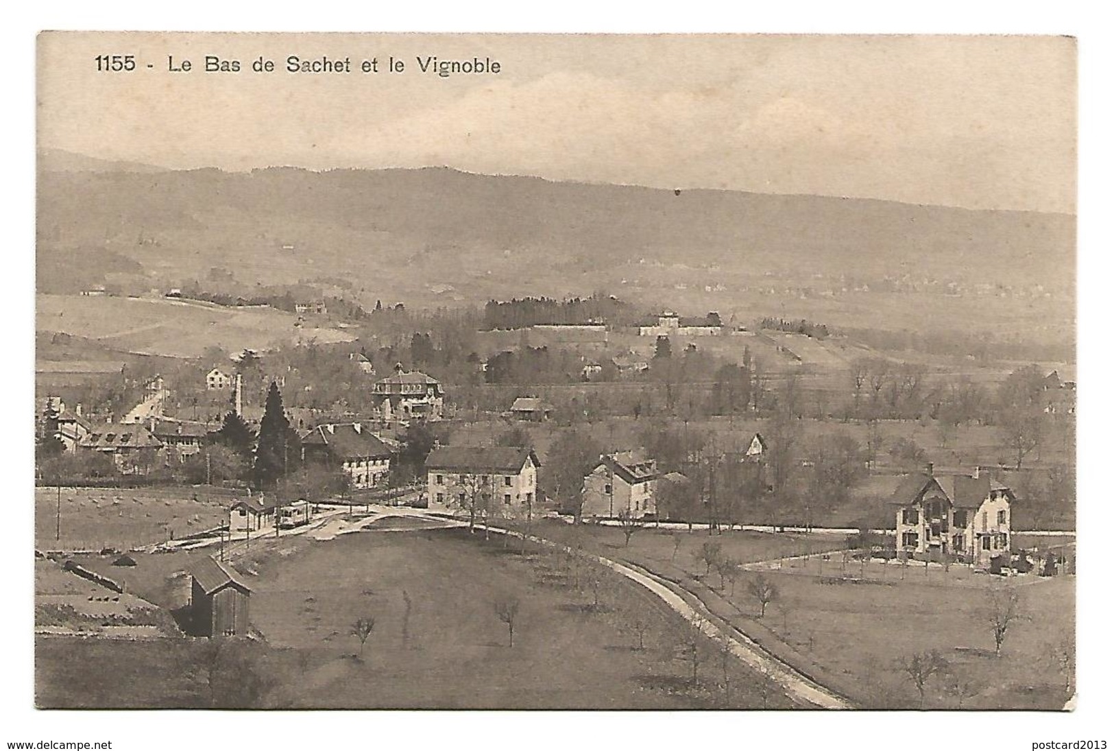 VIEILLE CARTE POSTALE DE LE BAS DE SACHET ( CORTAILLOD - CANTON NEUCHATEL ) )  ET LE VIGNOBLE , 1911 . - Cortaillod