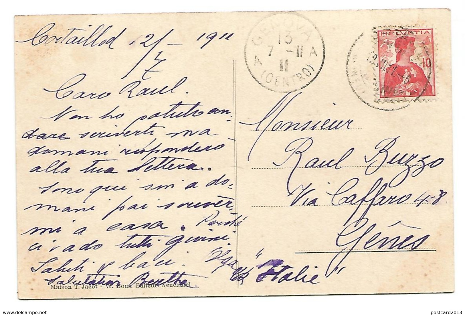 VIEILLE CARTE POSTALE DE LE BAS DE SACHET ( CORTAILLOD - CANTON NEUCHATEL ) )  ET LE VIGNOBLE , 1911 . - Cortaillod