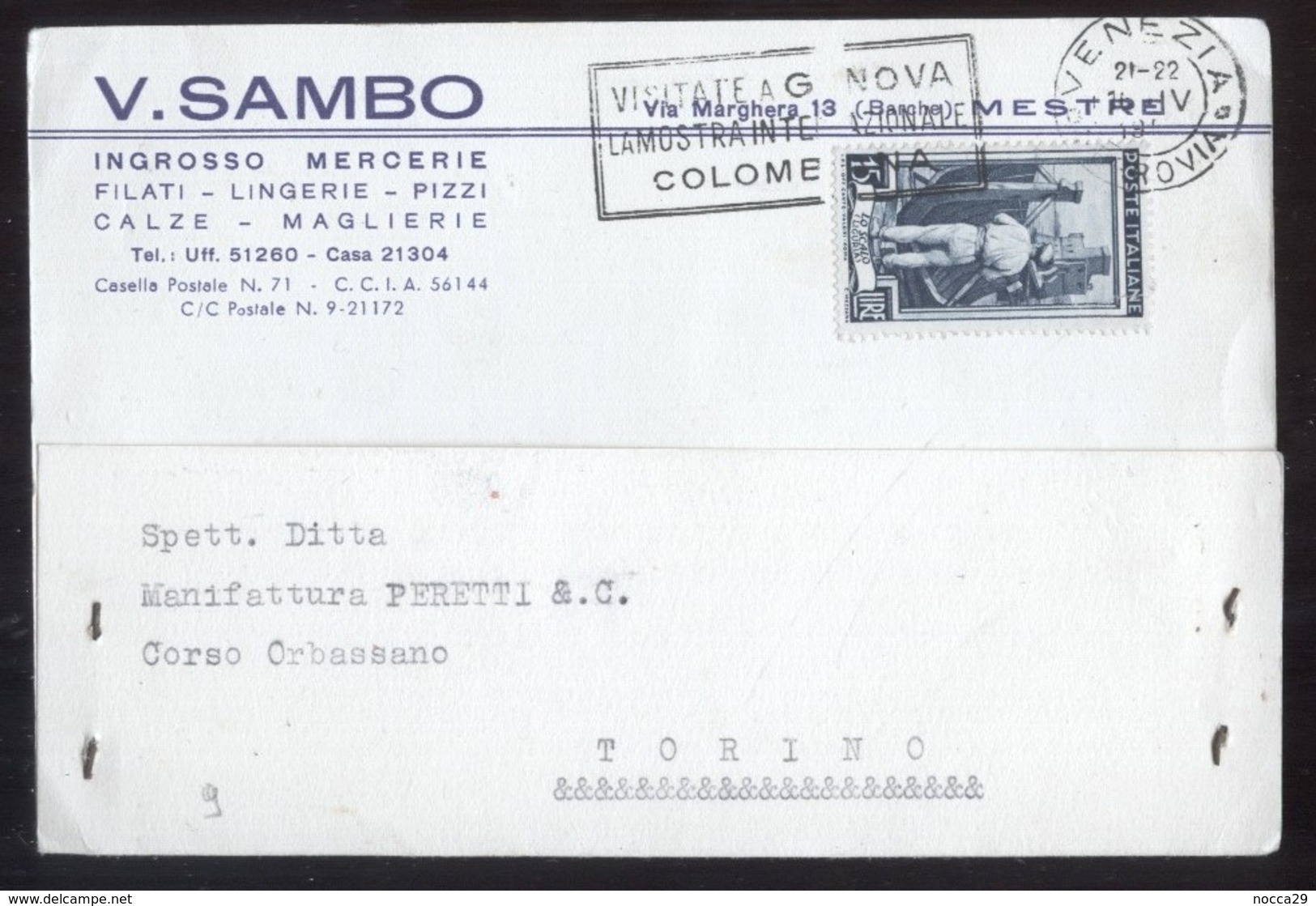 MESTRE - VENEZIA  - 1951 -  CARTOLINA COMMERCIALE - SAMBO - Venezia