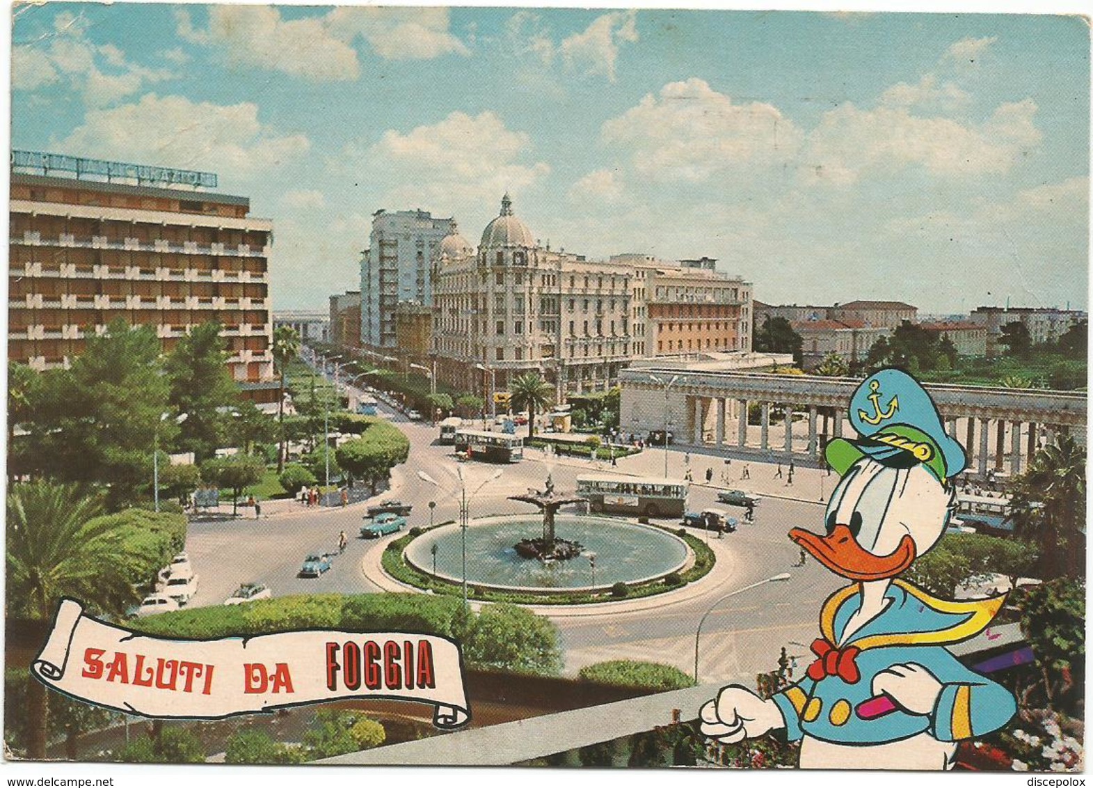 W2519 Saluti Da Foggia - Piazza Cavour - Walt Disney - Paolino Paperino Donald Duck / Viaggiata 1978 - Altri & Non Classificati