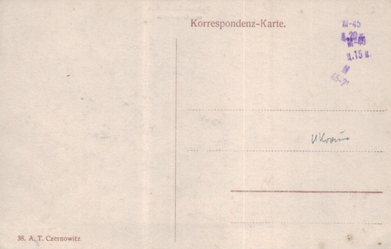 Czernowitz  - Alte Karte  ( Ka8767 ) Siehe Scan - Ukraine