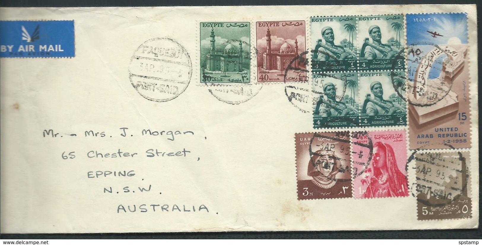 Egypt 1959 (?) Paquebot Cover Port Said To NSW Australia - Covers & Documents