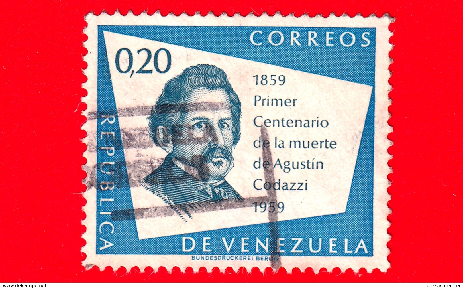 VENEZUELA - Usato - 1960 - 100 Anni Della Morte Di Agustin Codazzi (1959) - 0.20 - Venezuela