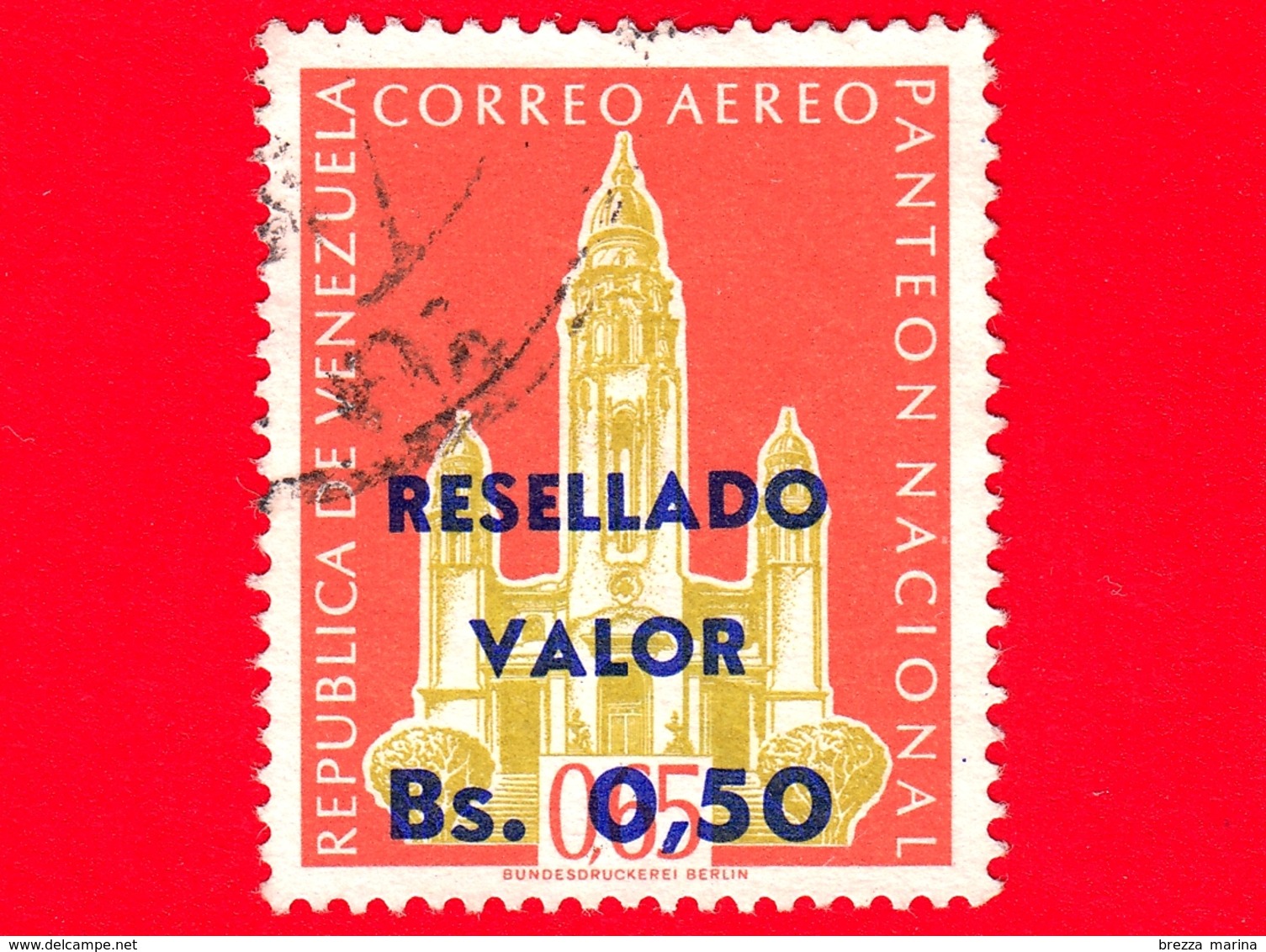 VENEZUELA - Usato - 1960 - Panteon Nazionale, Caracas - Resellado 0.50 Su 0.65 - Posta Aerea - Venezuela