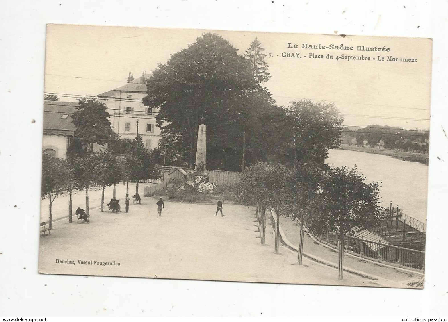 Cp, 70, GRAY ,  Place Du 4 Septembre , Le Monument, écrite 1917 - Gray