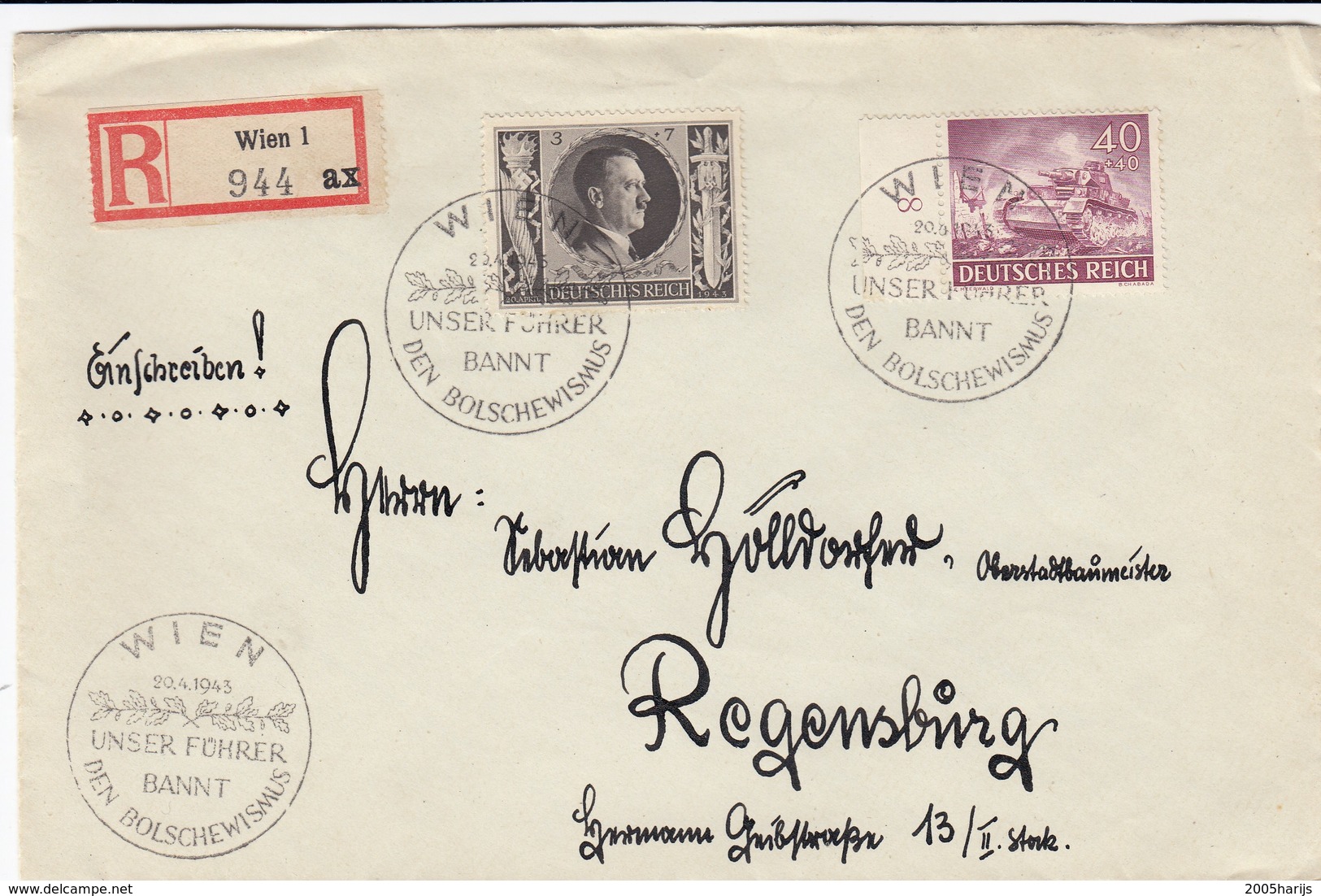 GERMANY 1943  Brief Wien - Briefe U. Dokumente