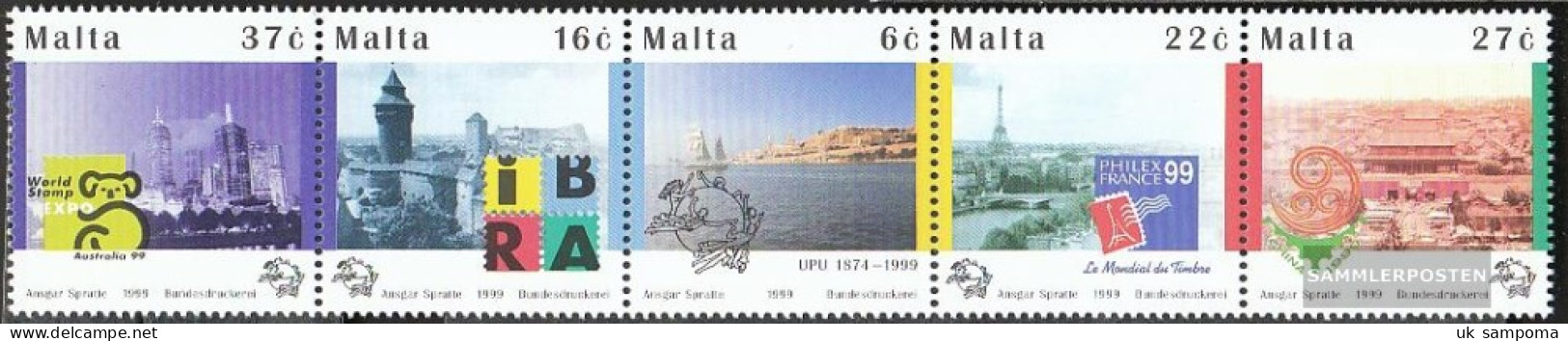 Malta 1067-1071 Five Strips (complete Issue) Unmounted Mint / Never Hinged 1999 UPU - Malta