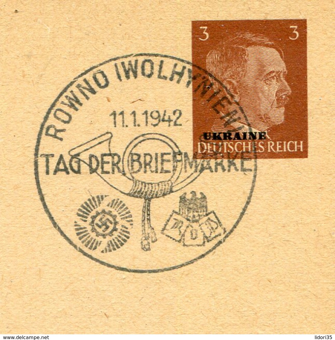 D.Bes.39/45-Ukraine / 1942 / Sonderpostkarte Mi. P 4/04 "Organisation Todt" So-Stempel ROWNO (12462) - Besetzungen 1938-45