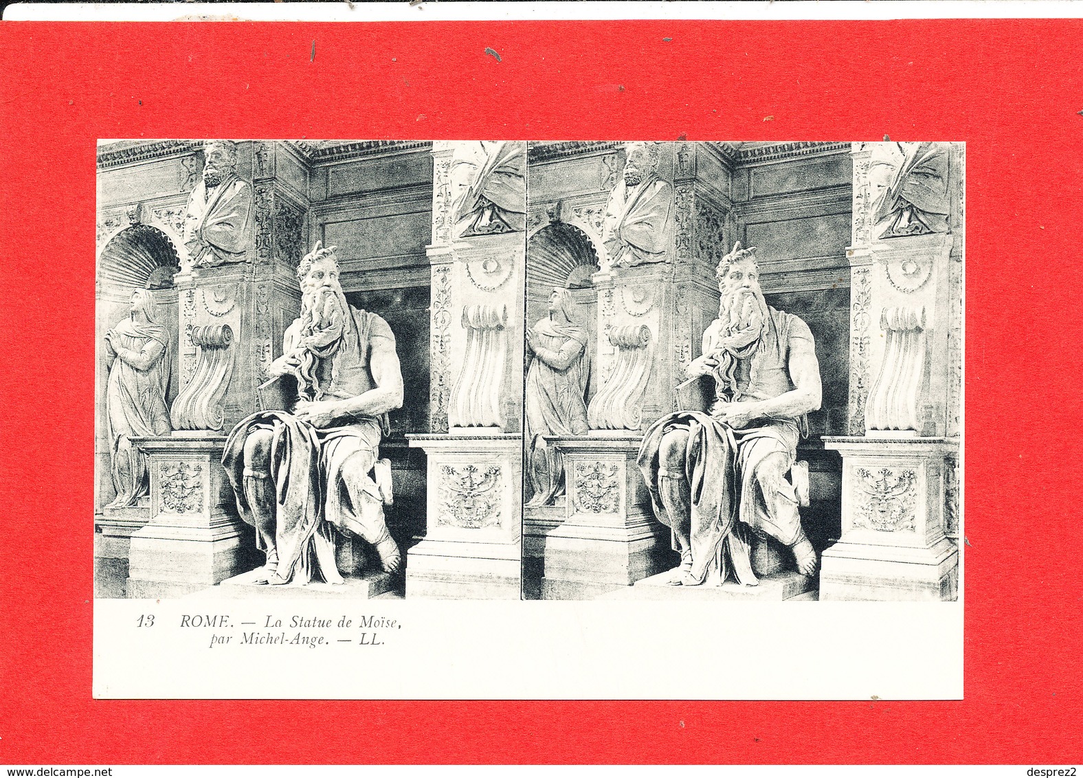 VATICAN ROME ROMA Cpa Stéréoscopique Statue De Moise Par Michel Ange   13 LL - Vatican