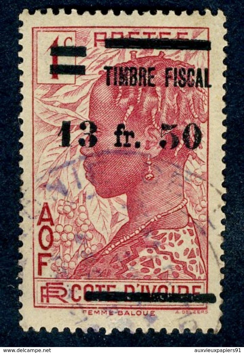 Timbre Fiscal D'AOF -Timbre-poste De Côte D'Ivoire De 1936 Surchargé Timbre Fiscal - 1941-1945 N° 137 - Used Stamps