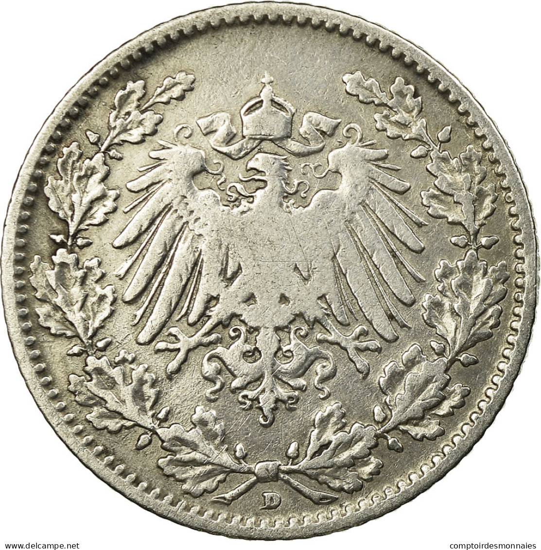 Monnaie, GERMANY - EMPIRE, 1/2 Mark, 1905, Munich, TB+, Argent, KM:17 - 1/2 Mark