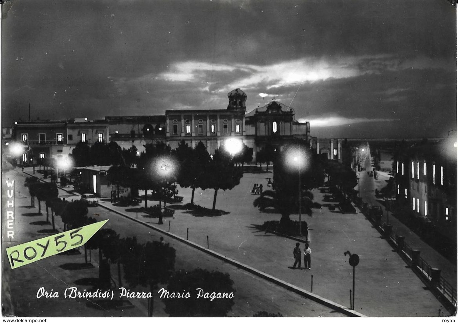 Puglia-brindisi-oria Piazza Mario Pagano Veduta Piazza Di Notte Insegna Luminosa Birra Wuhrer - Altri & Non Classificati