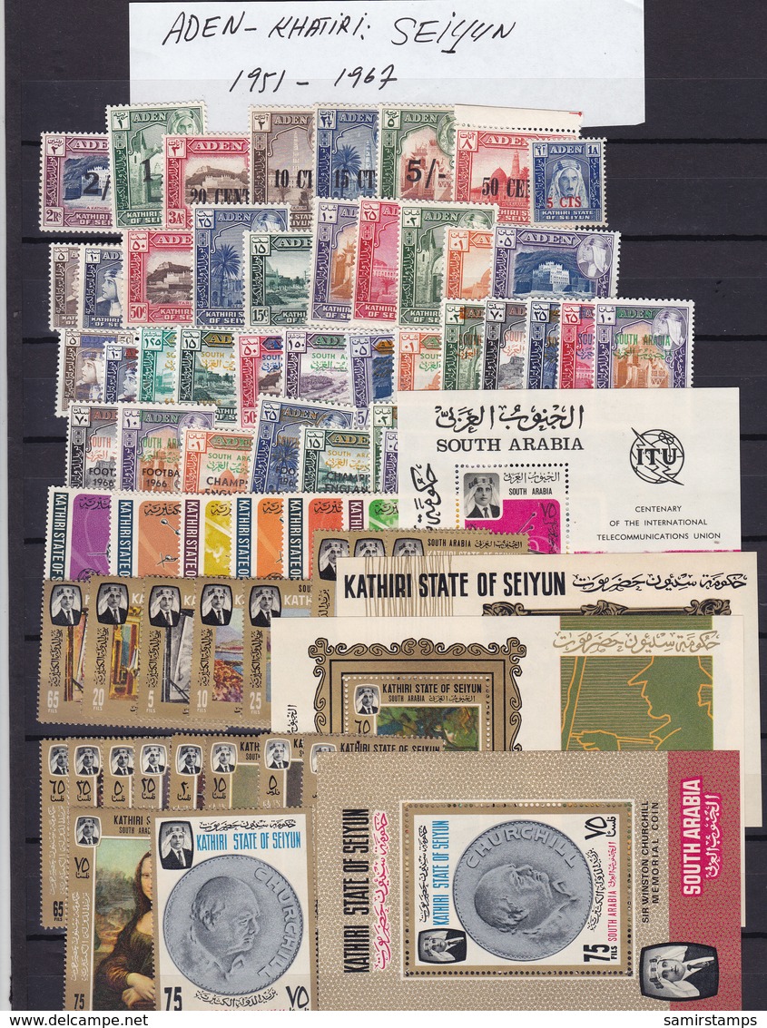 Aden Khatiri SEIYUN,Lot Between 1951 -1967,MNH Cpl.set+Sh.3 Definit.issiue + Many Topicals- 2 Scans-red. Pr. SKRILL ONLY - Otros - Asia