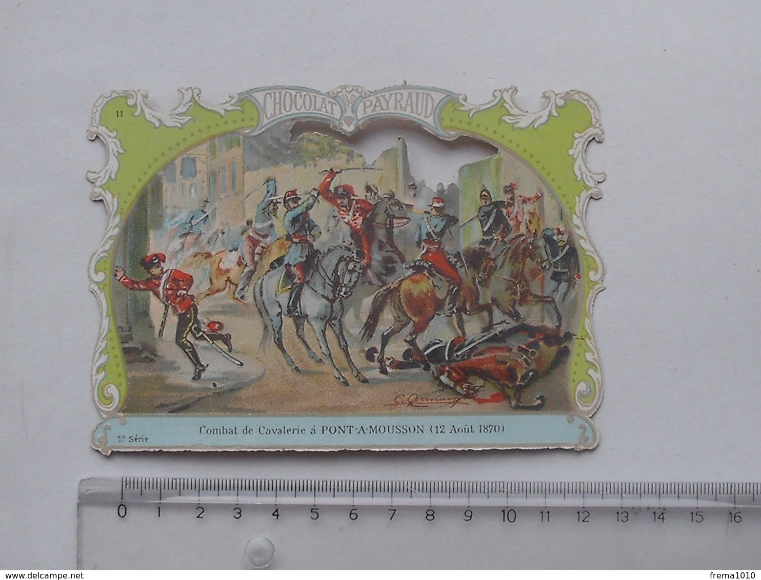 CHROMO DECOUPIS Chocolat PAYRAUD Grand Format: Combat PONT-A-MOUSSON (1870) Cavalerie - Militaire - GERMAIN Illustrateur - Autres & Non Classés