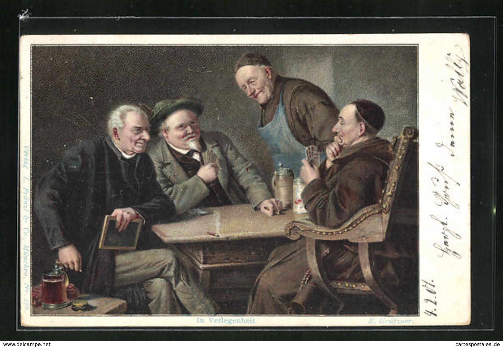 AK Geistlicher Spielt Mit Jäger Karten, Wirt Und Lehrer - Playing Cards