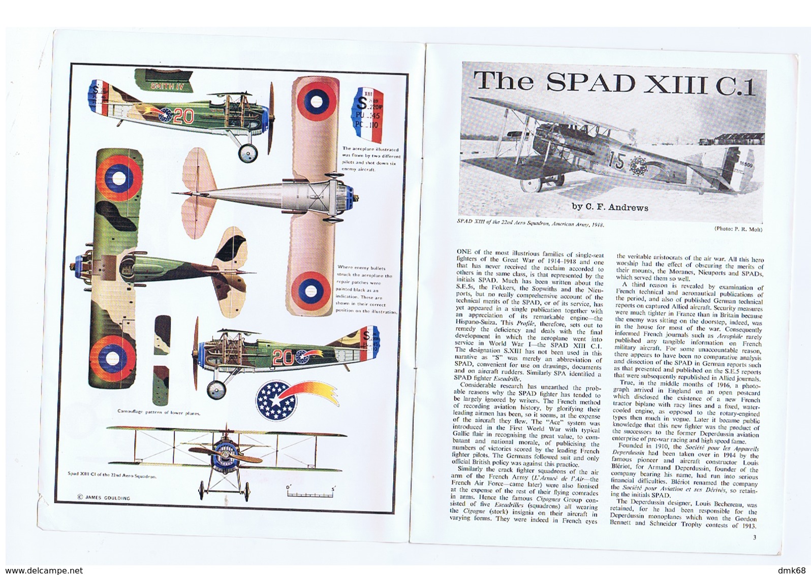 PROFILE PUBLICATIONS - THE SPAD XIII C.1 - WAR PLANE - BROCHURE LTD. COBURG HOUSE - - Other & Unclassified