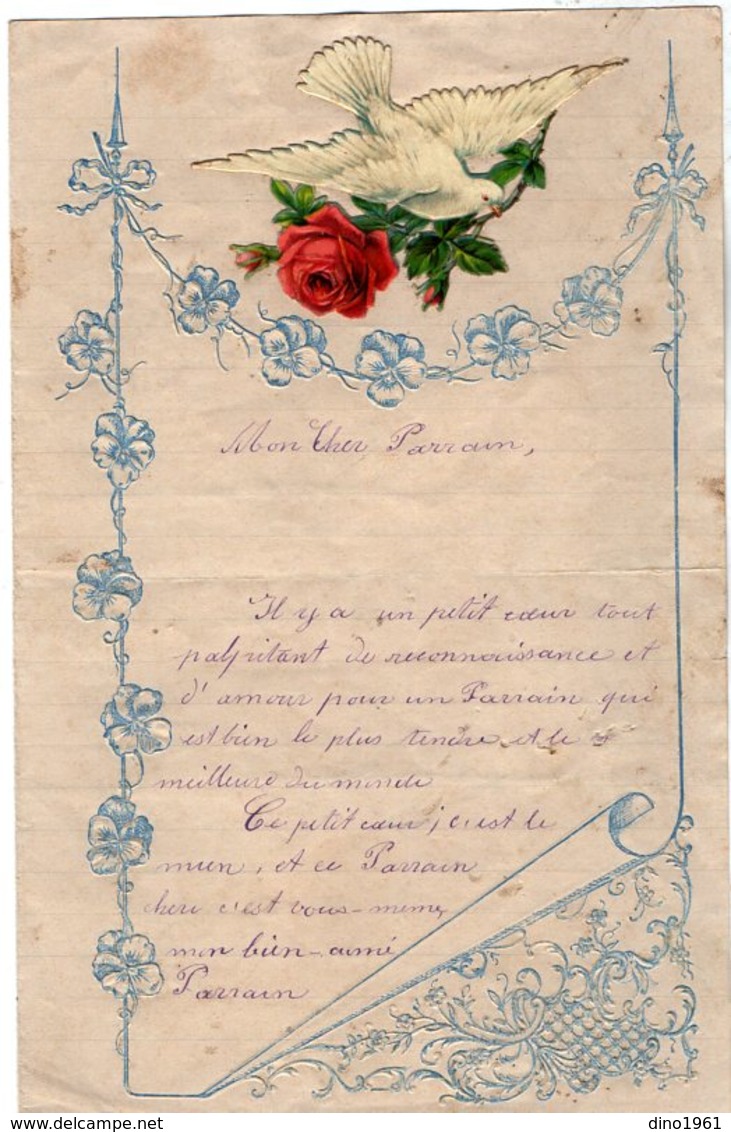 VP14.772 - DONGES 1909 - Lettre Papier Gauffré & Découpis De Melle Marie GUILLO - Manuscrits