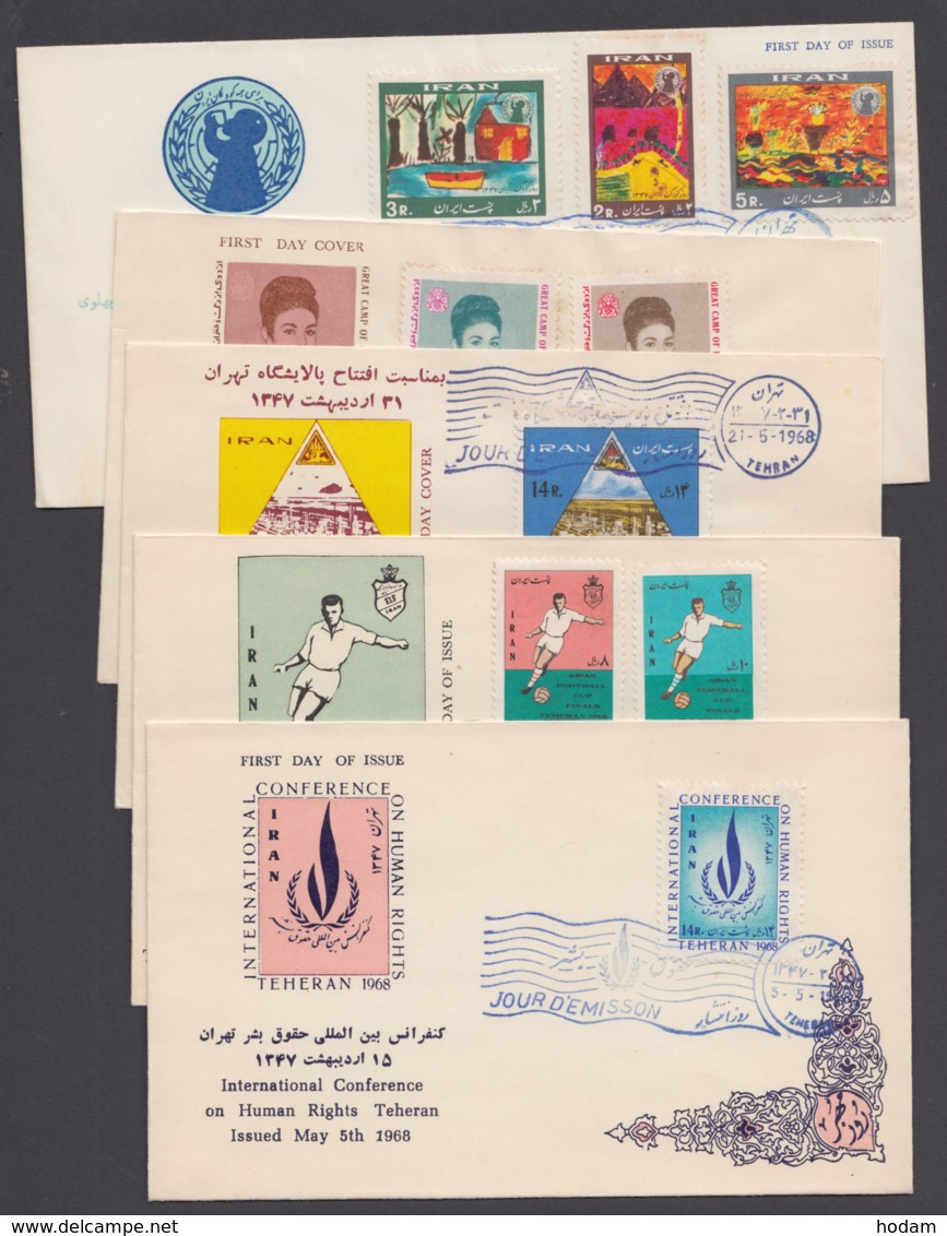 5 Versch. FDC Aus 1968, Je Pass. ESst. - Iran