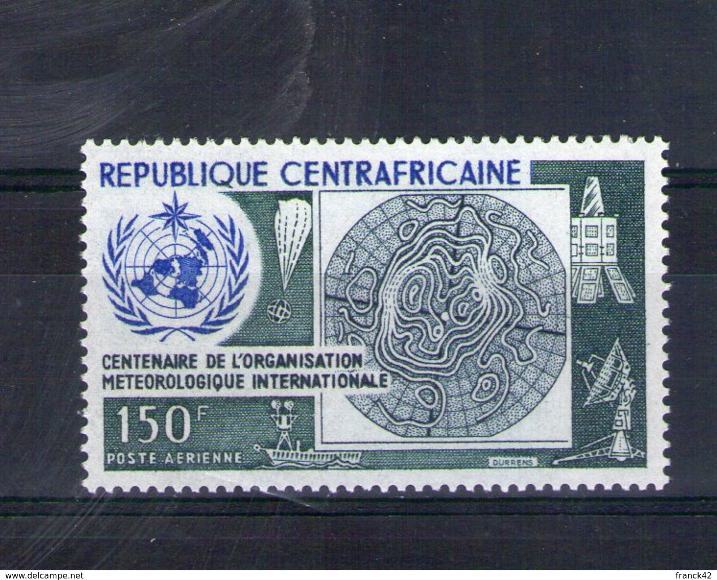 Centrafrique. Poste Aérienne. Centenaire De L'organisation Météorologique Mondiale - Centrafricaine (République)