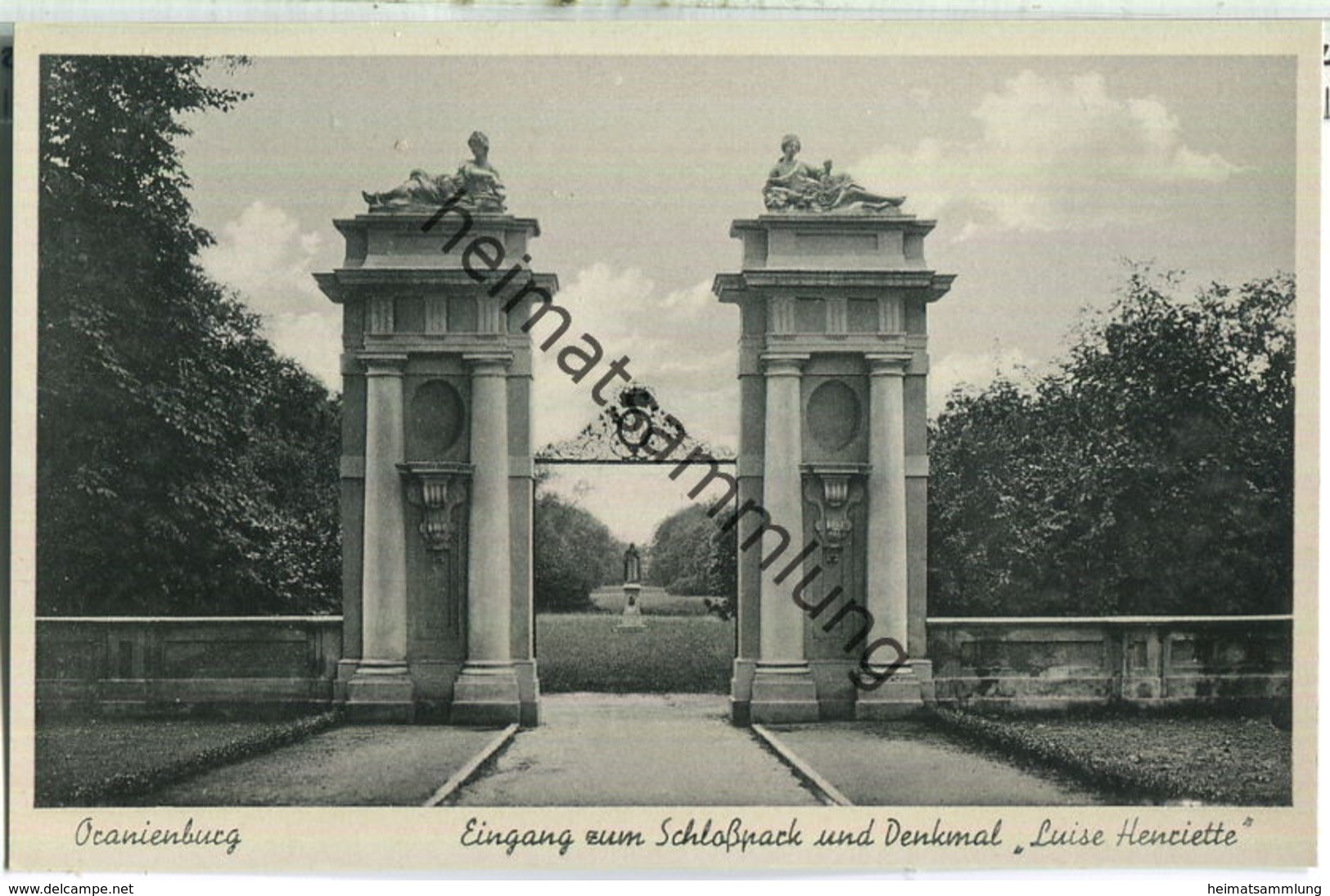 Oranienburg - Eingang Zum Schlosspark - Denkmal Luise-Henriette - Verlag W. Meyerheim Berlin - Oranienburg