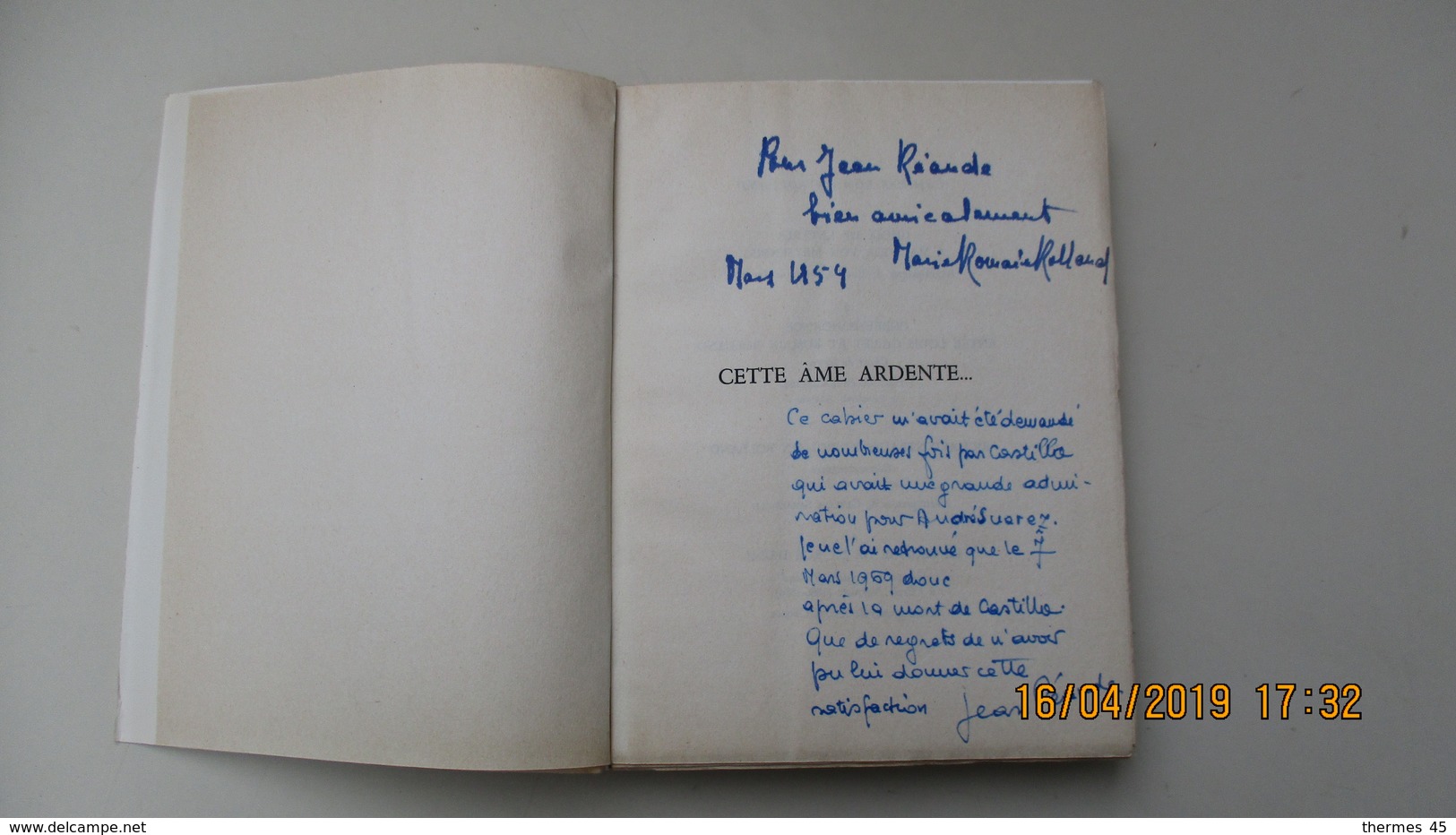 ENVOI DE MARIE ROMAIN ROLLAND ET NOTE DE JEAN REANDE / CAHIER 5 / ROMAIN ROLLAND / ALBIN MICHEL / 1954 - Livres Dédicacés