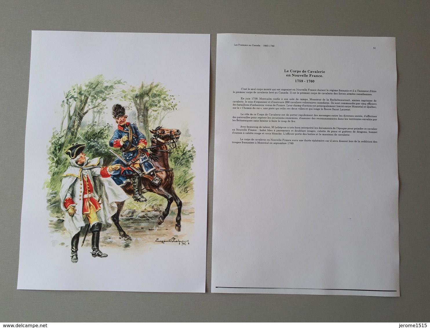 Affiche : Les Français Au Canada, Le Corps De Cavalerie En Nouvelle France 1759  & - Documents