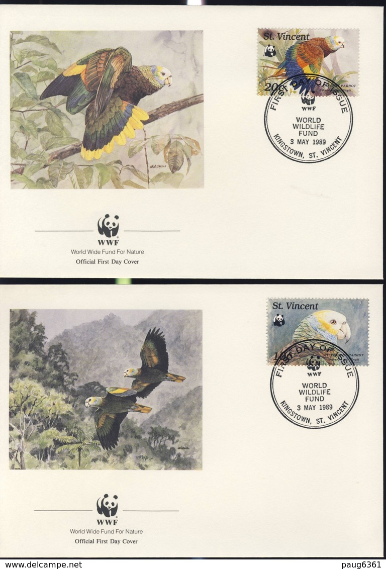 WWF  4 FDC 1989 ST VINCENT PERROQUETS  YVERT N°1131/34 - FDC