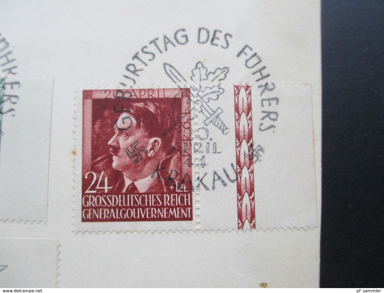 DR / Generalgouvernement 1944 Nr. 117 - 119 Randstücke Geburtstag Adolf Hitler Sonderstempel Krakau Auf Blankokarte - Besetzungen 1938-45