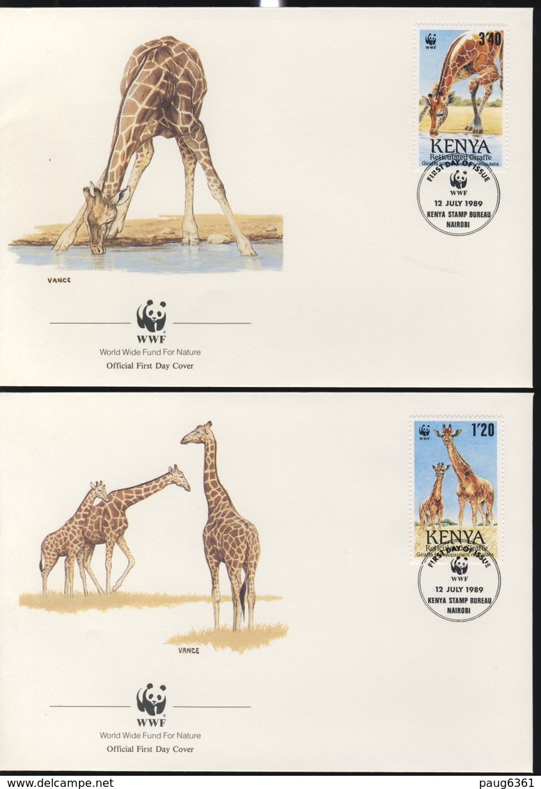WWF  4 FDC 1989 KENYA GIRAFES  YVERT N°474/77 - FDC