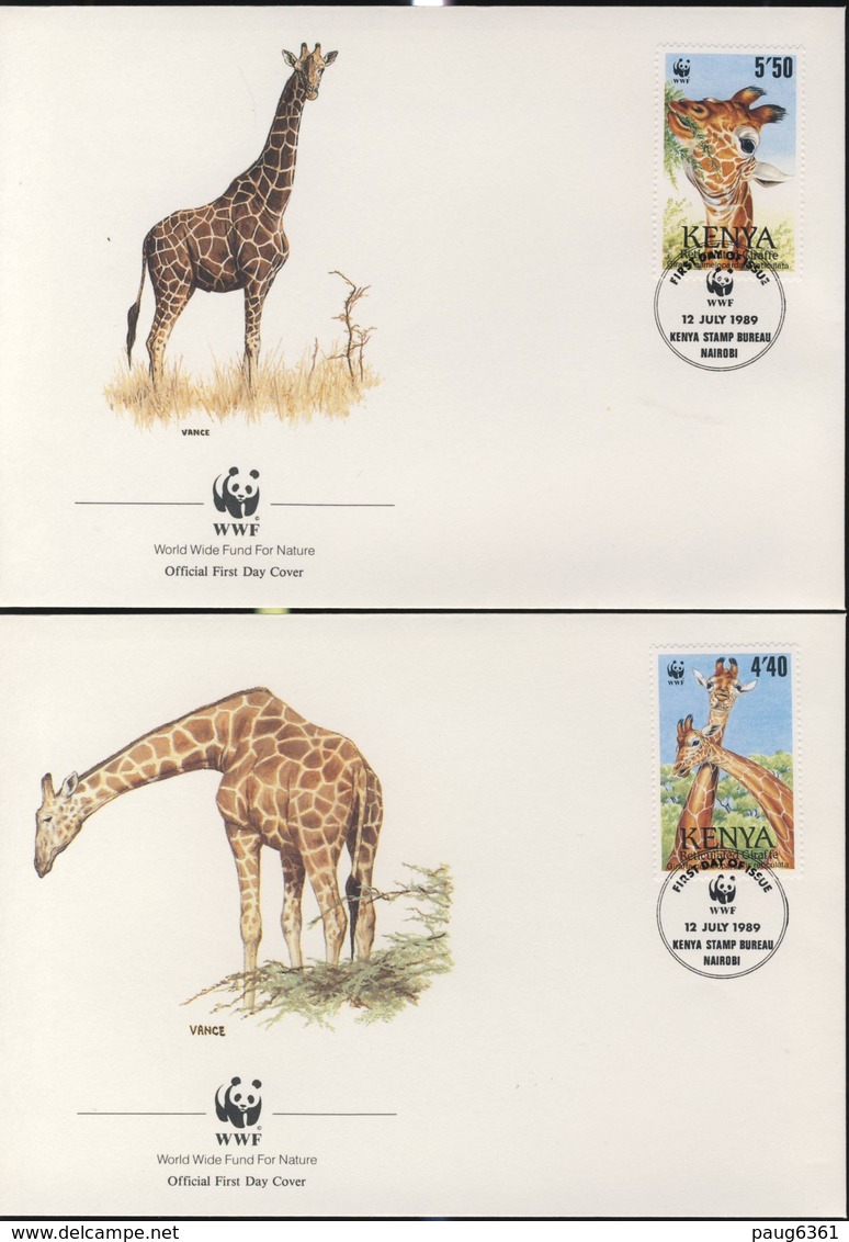 WWF  4 FDC 1989 KENYA GIRAFES  YVERT N°474/77 - FDC