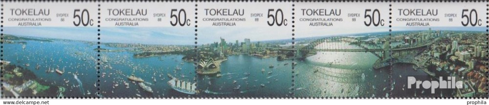 Tokelau 148-152 Fünferstreifen (kompl.Ausg.) Postfrisch 1988 Briefmarkenausstellung - Tokelau