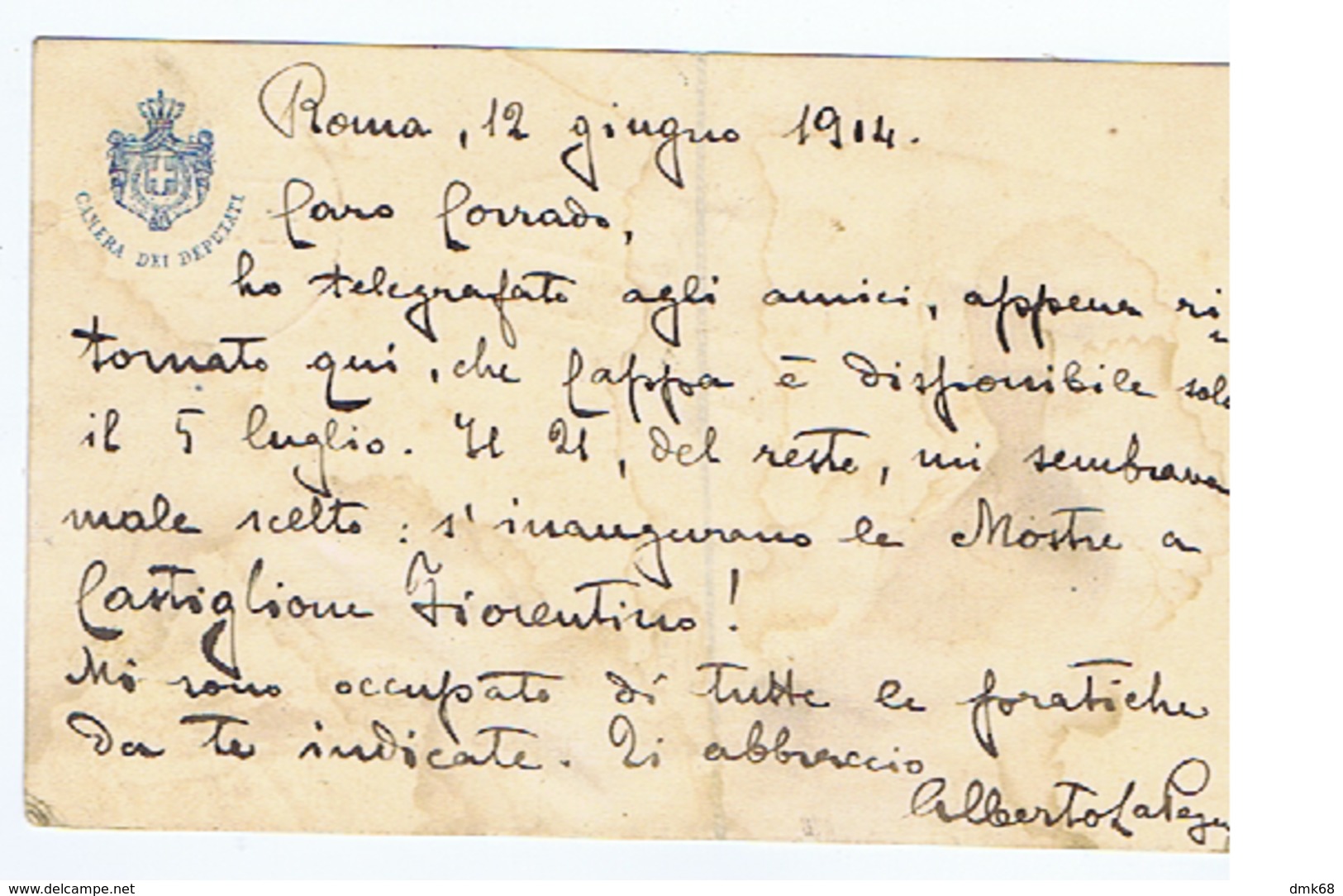 ALBERTO LA PEGNA ( NAPOLI ) MINISTRO PER LE TERRE LIBERATE AL NEMICO - CARTOLINA AUTOGRAFA / AUTOGRAPH - 1914 (A17) - Autres & Non Classés